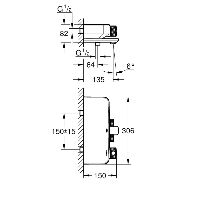 Термостатен смесител за вана/душ Grohe Grohtherm SmartControl